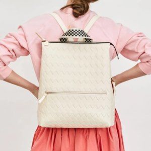 RARE Clare V. Remi Cream Diamond Leather Backpack